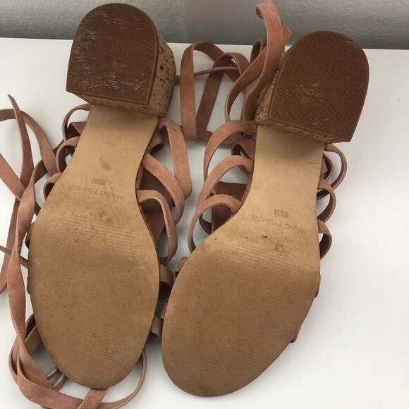 Marc Fisher “phoebe” ankle wrap cork suede sandals - Picture 5 of 8